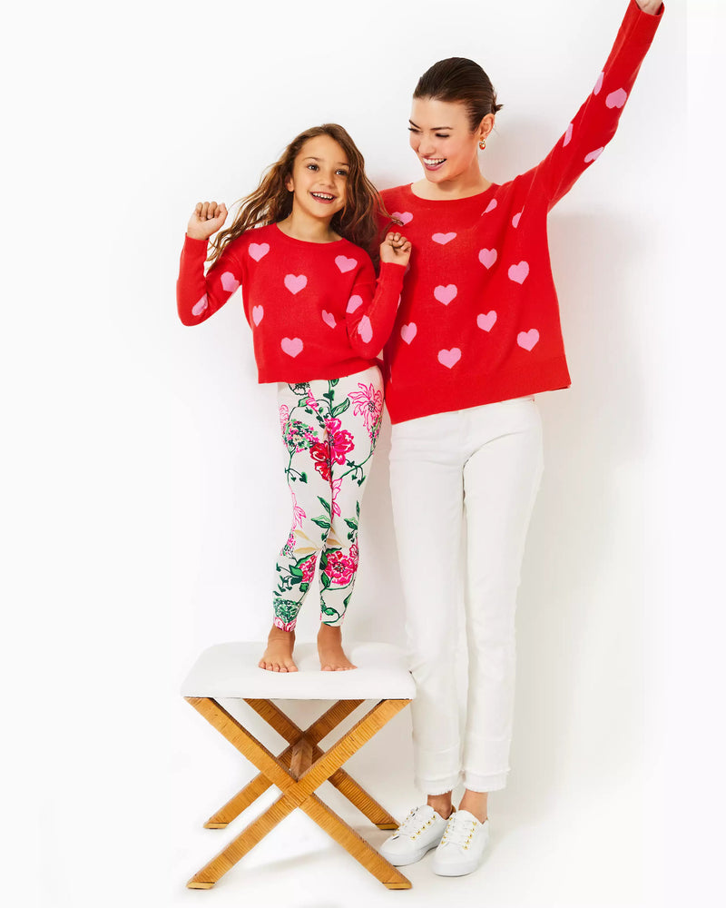 GIRLS MINI TENSLEY SWEATER ROCOCO RED HEARTS JACQUARD