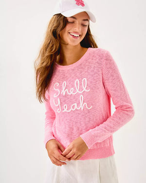 TULLY SWEATER CONCH SHELL PINK SHELL YEAH EMBROIDERY