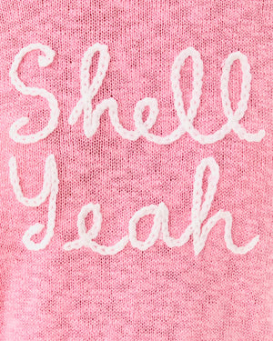 TULLY SWEATER CONCH SHELL PINK SHELL YEAH EMBROIDERY