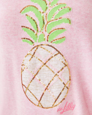 TENSLEY SWEATER HEATHERED PINK MUSE PARTY PINEAPPLE JACQUARD