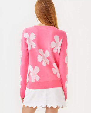 TENSLEY SWEATER ROUSSEAU PINK IN BLOOM FLOWER JACQUARD