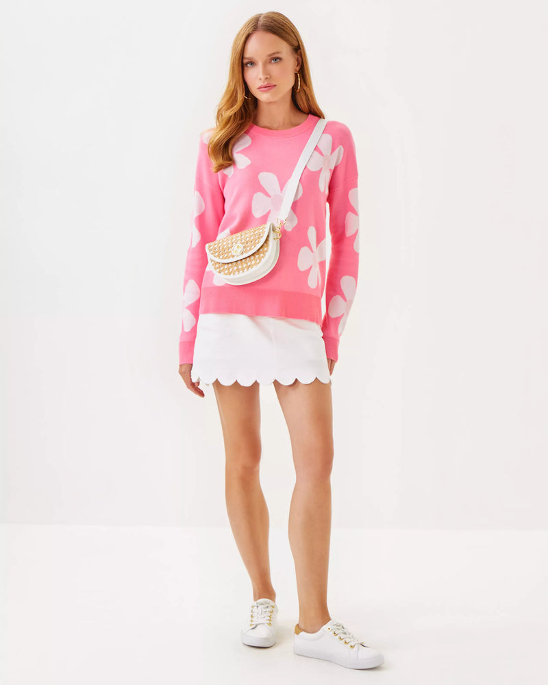 TENSLEY SWEATER ROUSSEAU PINK IN BLOOM FLOWER JACQUARD