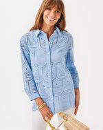 GRACEE TUNIC JACARANDA BLUE PINEAPPLE TILE EYELET