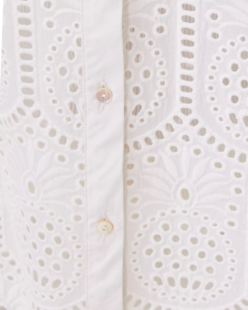 GRACEE TUNIC RESORT WHITE PINEAPPLE TILE EYELET