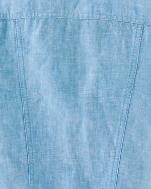 SEASPRAY LINEN JACKET BLUE PERI X RESORT WHITE