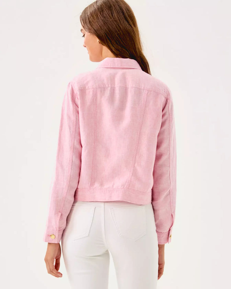 SEASPRAY LINEN JACKET CONCH SHELL PINK X RESORT WHITE