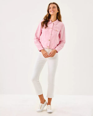 SEASPRAY LINEN JACKET CONCH SHELL PINK X RESORT WHITE