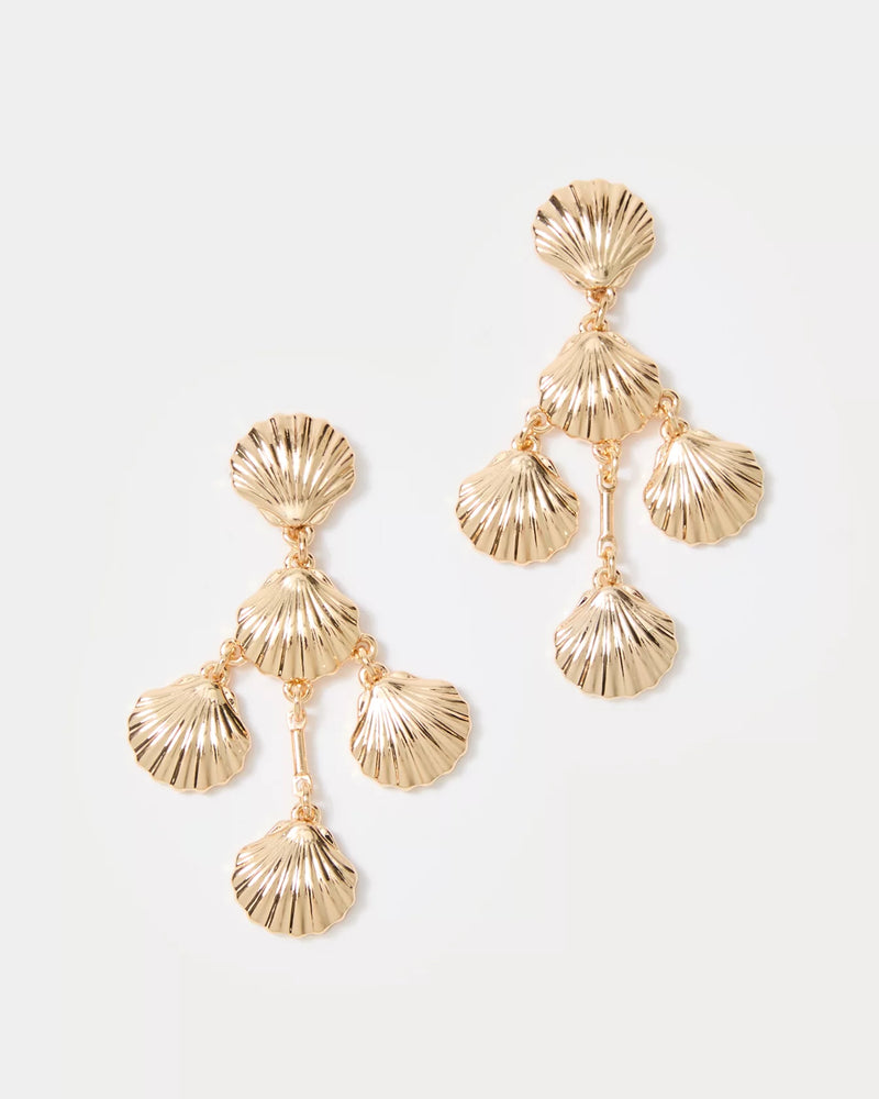 COOL AS SHELL CHANDELIER EARRINGS GOLD METALLIC