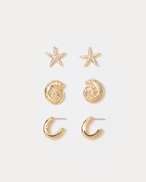SANDSATIONAL EARRING SET GOLD METALLIC