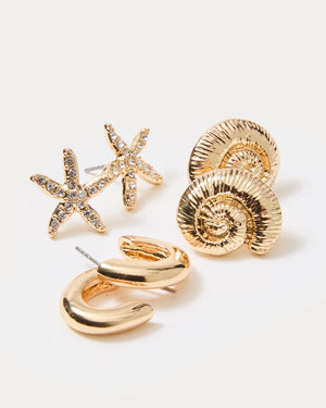 SANDSATIONAL EARRING SET GOLD METALLIC