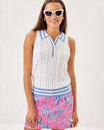 SUZETTE SWEATER TANK RESORT WHITE X JACARANDA BLUE TIPPING