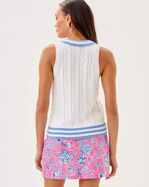 SUZETTE SWEATER TANK RESORT WHITE X JACARANDA BLUE TIPPING