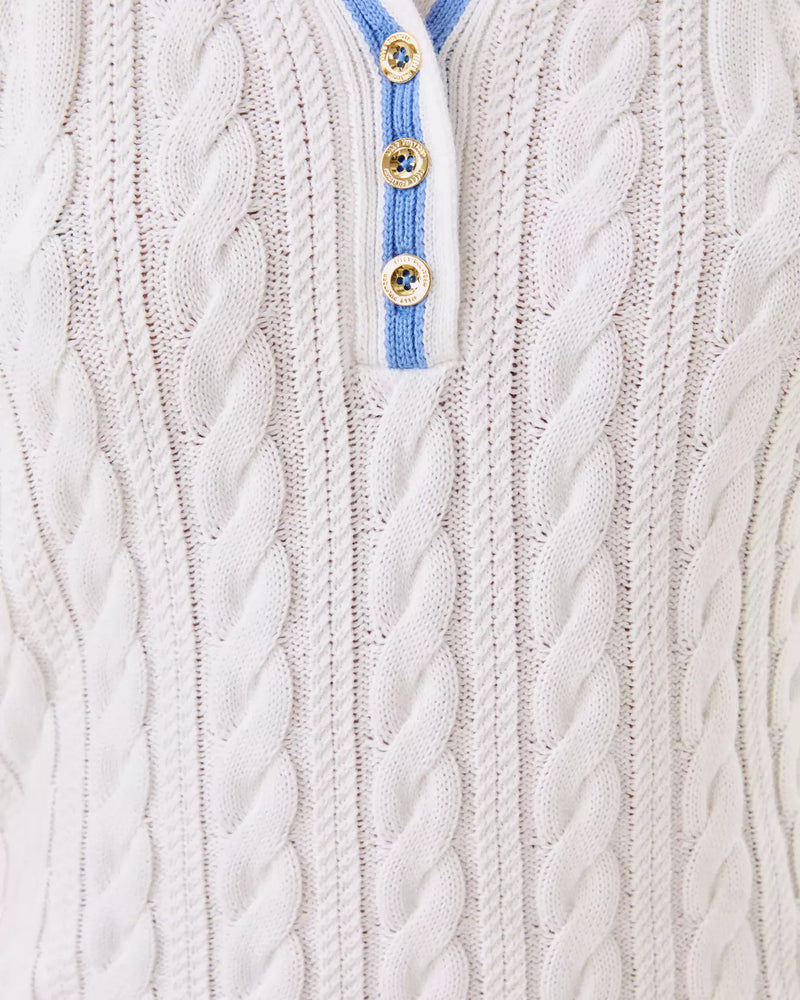 SUZETTE SWEATER TANK RESORT WHITE X JACARANDA BLUE TIPPING