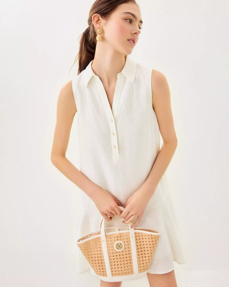 ELLOWYN LINEN DRESS RESORT WHITE