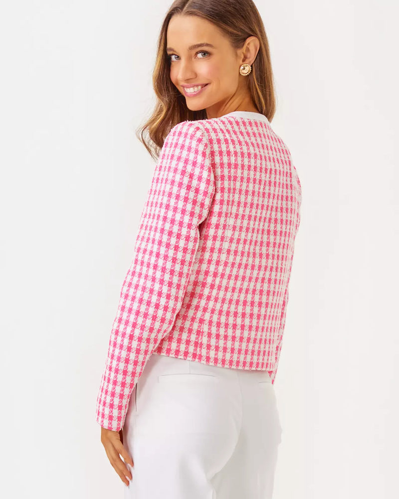 ROHANA BOUCLE JACKET ROUSSEAU PINK CHARMING CHECK BOUCLE