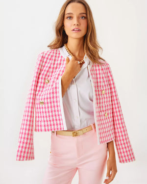 ROHANA BOUCLE JACKET ROUSSEAU PINK CHARMING CHECK BOUCLE