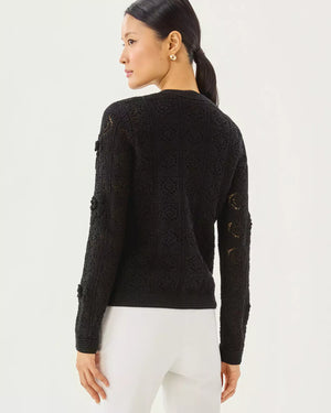 LENALIE CARDIGAN BLACK METALLIC GARDEN CROCHET