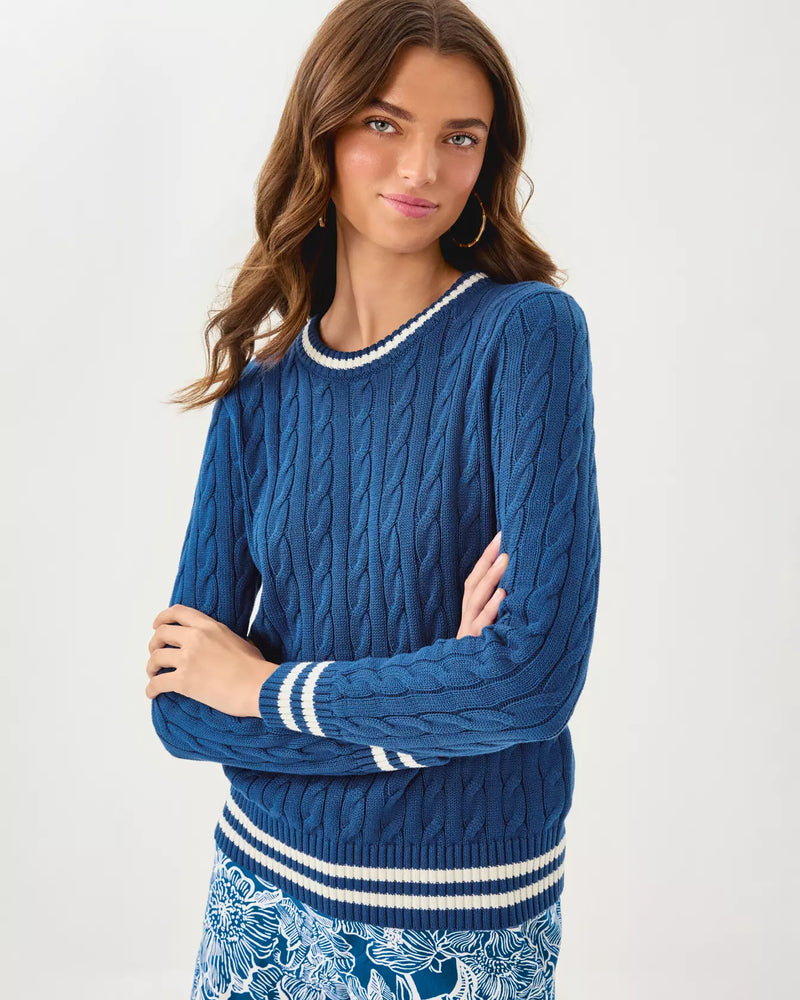 BROCKTON CREW NECK SWEATE STARLIGHT NAVY X COCONUT TIPPING