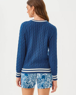 BROCKTON CREW NECK SWEATE STARLIGHT NAVY X COCONUT TIPPING