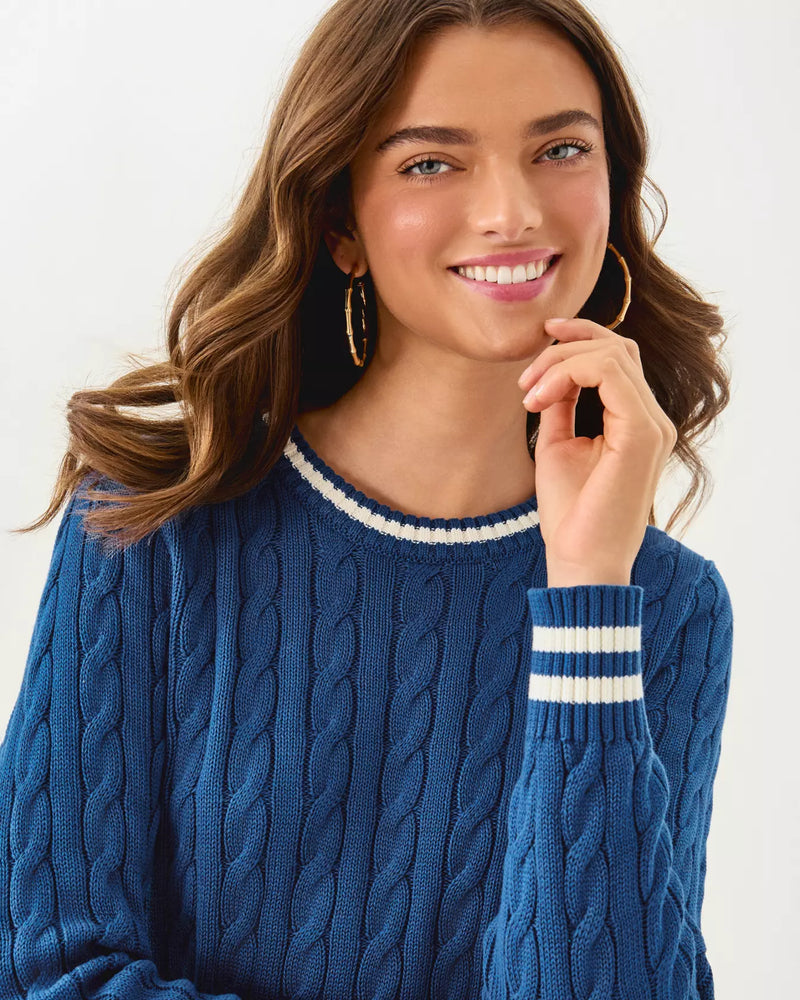 BROCKTON CREW NECK SWEATE STARLIGHT NAVY X COCONUT TIPPING