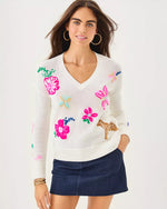 TENSLEY SWEATER COCONUT ENDLESS SUMMER EMBROIDERY