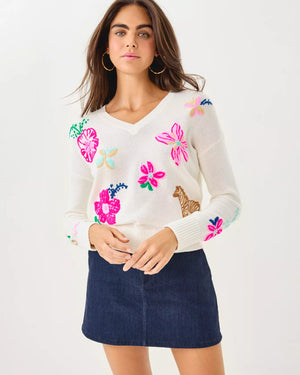 TENSLEY SWEATER COCONUT ENDLESS SUMMER EMBROIDERY