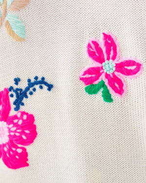 TENSLEY SWEATER COCONUT ENDLESS SUMMER EMBROIDERY