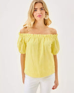 KATARA OFF THE SHOULDER TOP LIMONCELLO BUBBLE EMBROIDERY