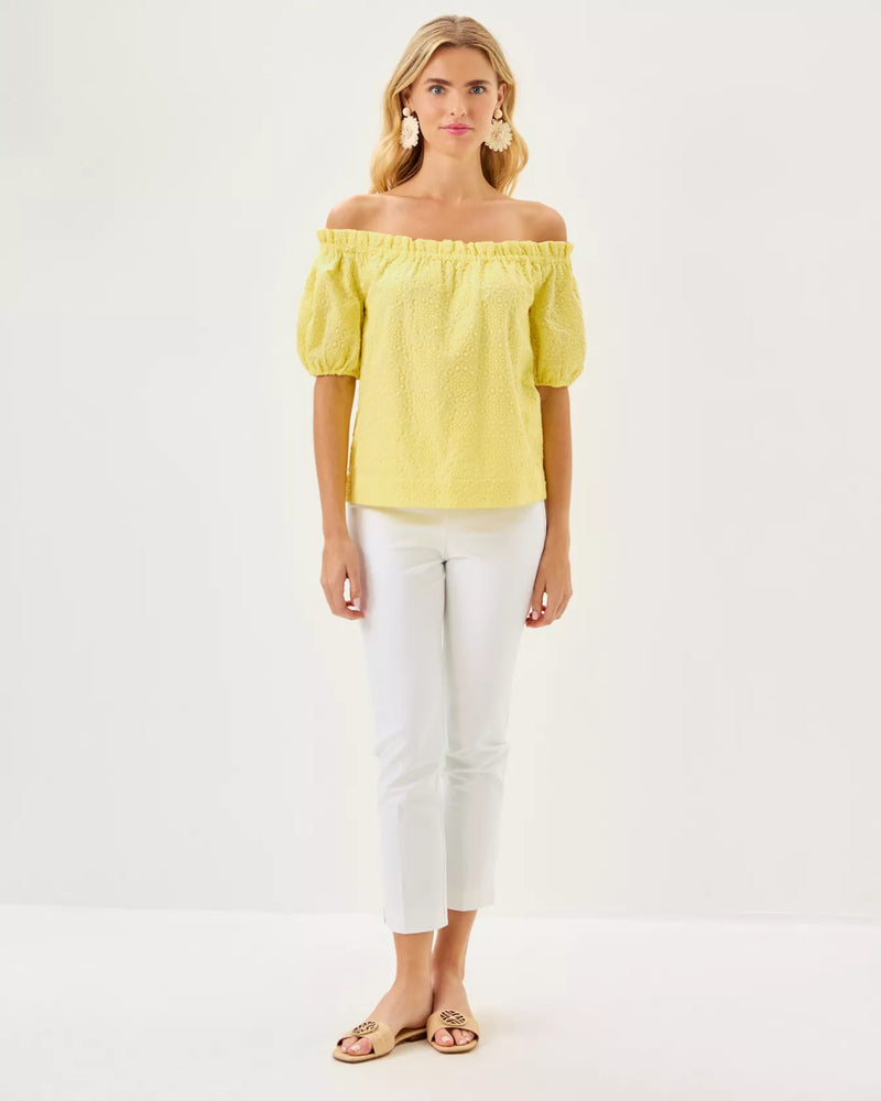 KATARA OFF THE SHOULDER TOP LIMONCELLO BUBBLE EMBROIDERY