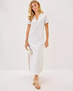 ARIELLA LINEN MAXI DRESS RESORT WHITE CATCHIN RAYS OVERPRINT