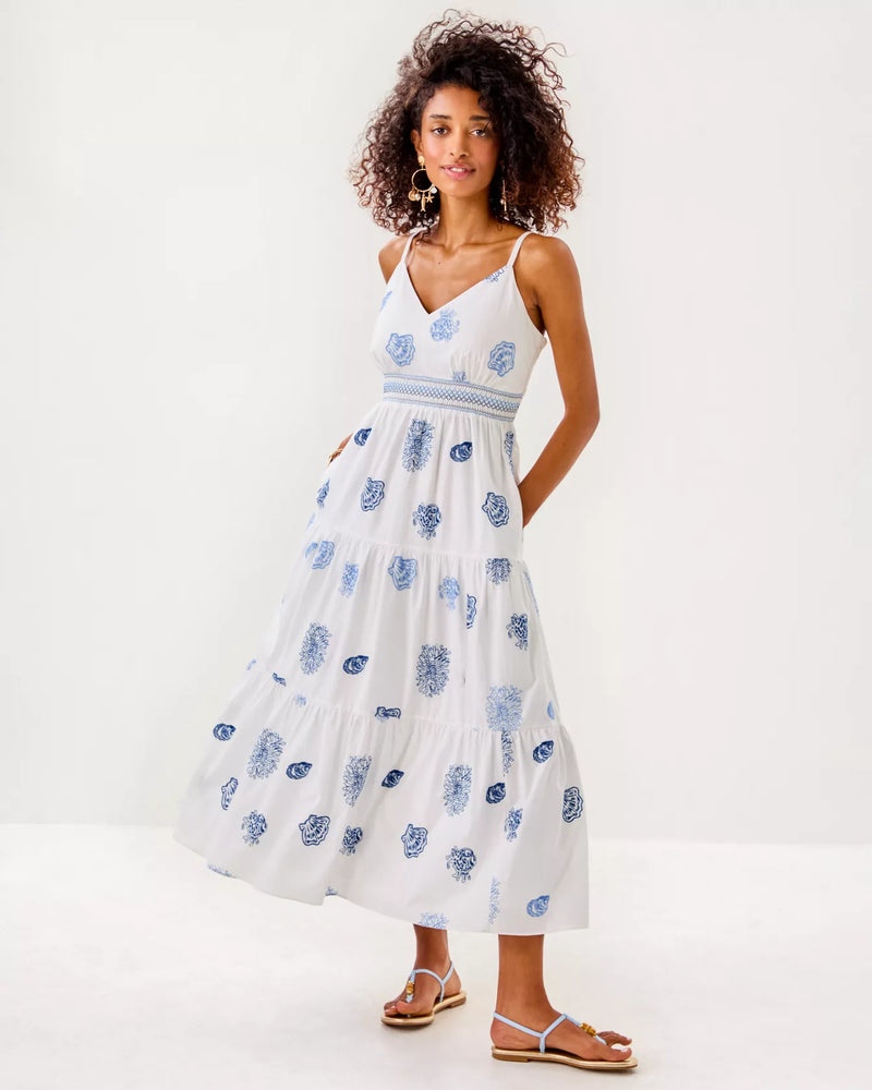 ZANNA EMBROIDERED COTTON RESORT WHITE CASTAWAY EMBROIDERY