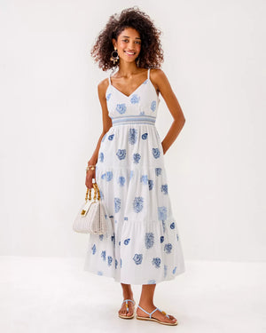 ZANNA EMBROIDERED COTTON RESORT WHITE CASTAWAY EMBROIDERY