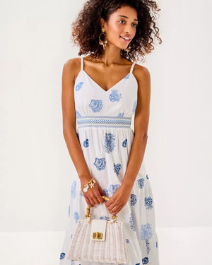 ZANNA EMBROIDERED COTTON RESORT WHITE CASTAWAY EMBROIDERY