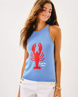 EMRA SWEATER TANK JACARANDA BLUE LOBSTER JACQUARD