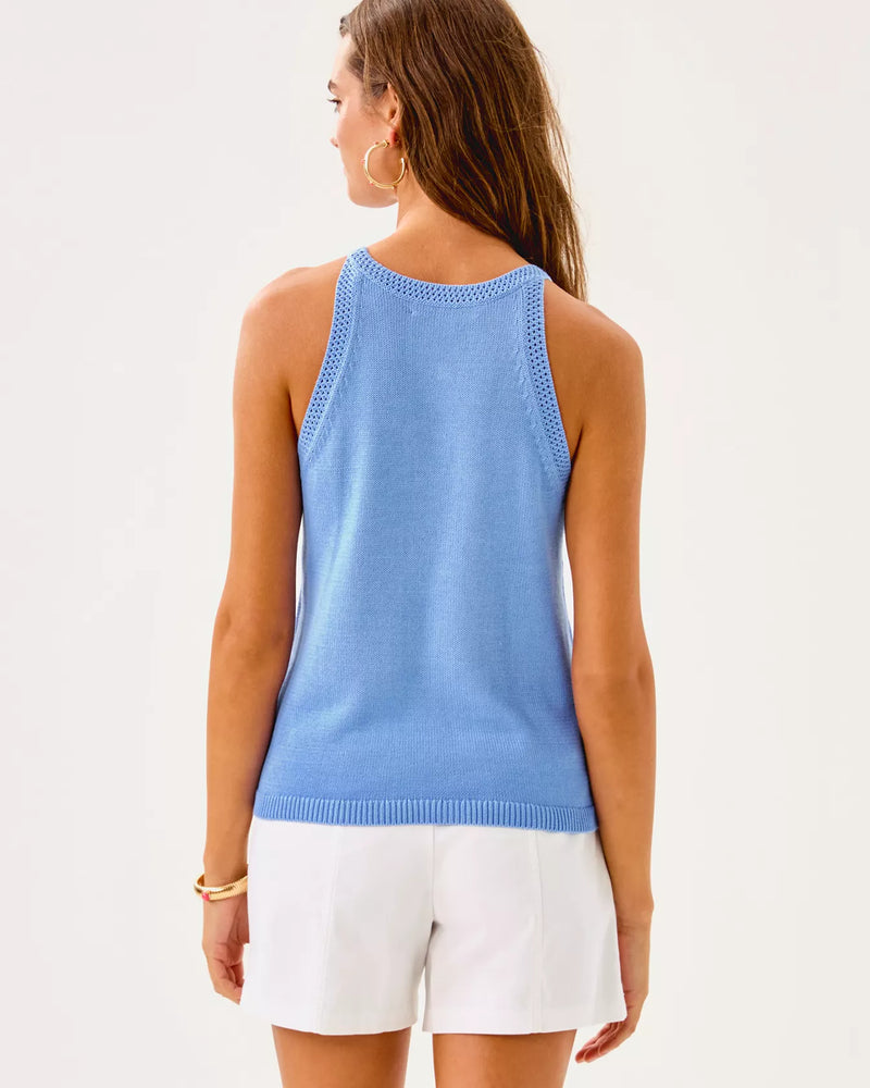 EMRA SWEATER TANK JACARANDA BLUE LOBSTER JACQUARD