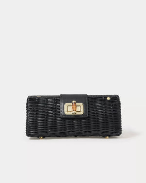 LEENA WICKER CLUTCH NOIR