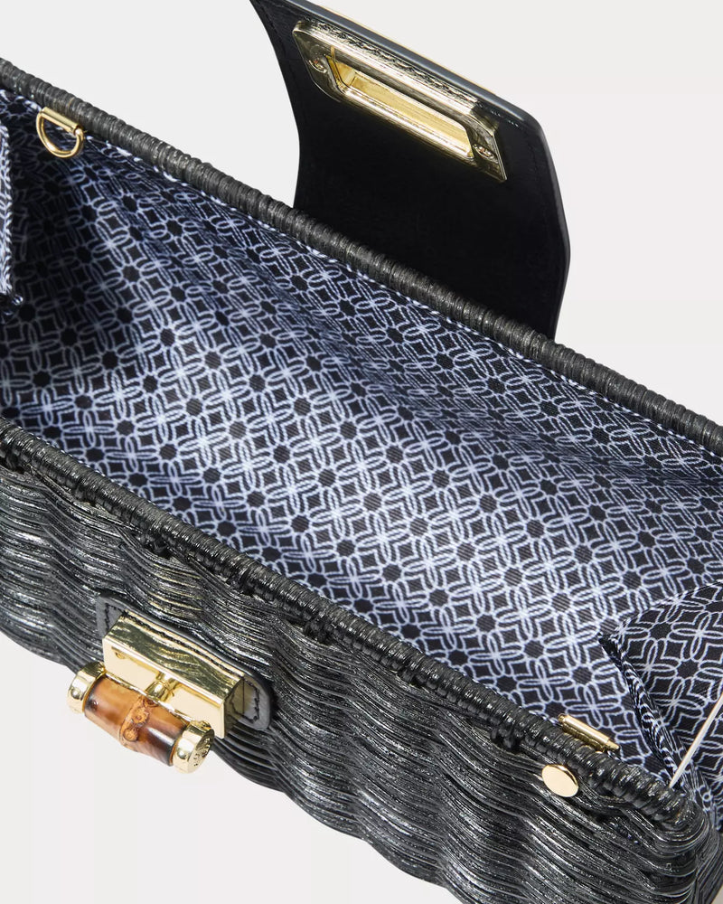 LEENA WICKER CLUTCH NOIR
