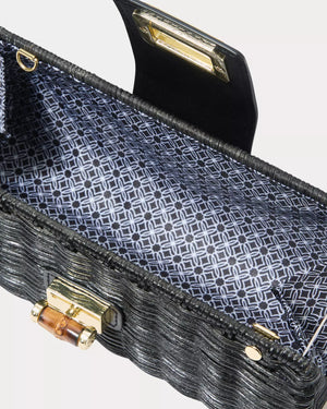 LEENA WICKER CLUTCH NOIR