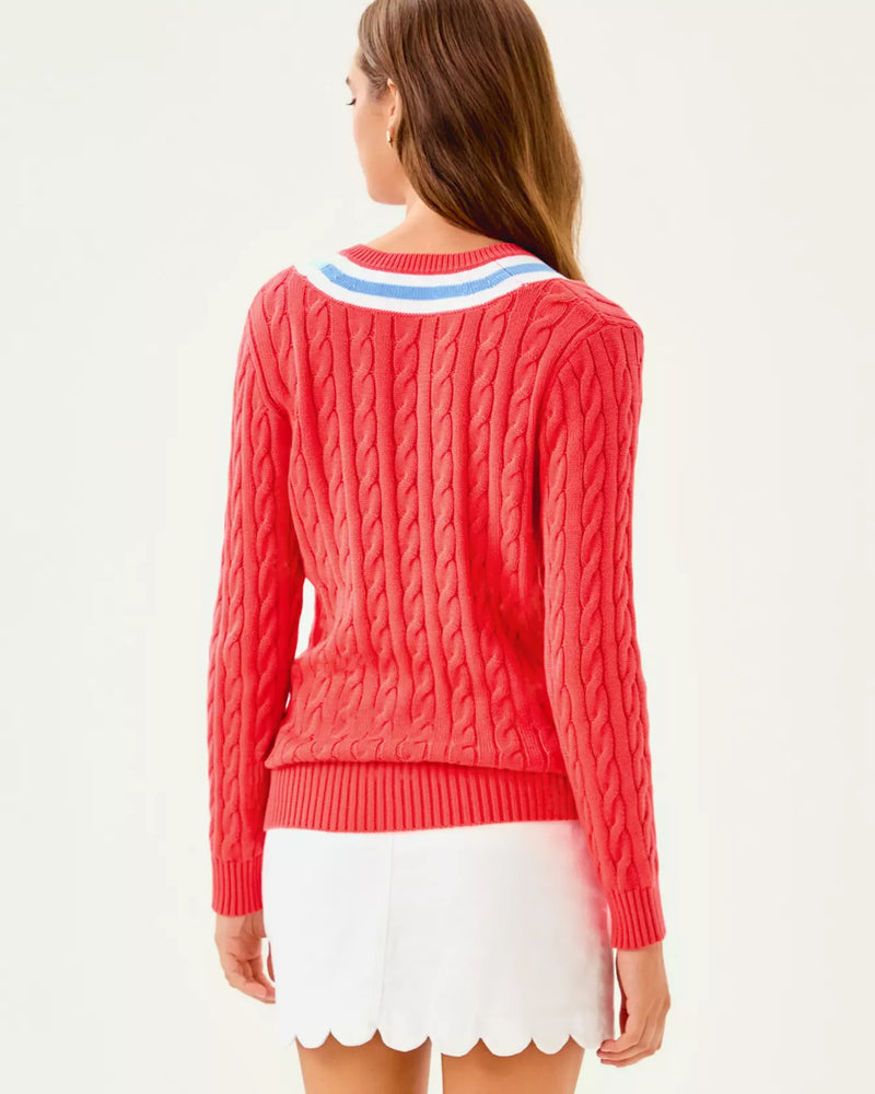 BROCKTON SWEATER CANE CORAL X JACARANDA BLUE TIPPING