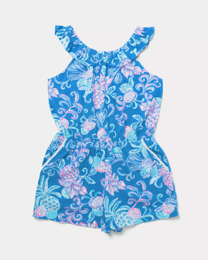 GIRLS YARDLEY ROMPER SUNWASHED BLUE CITRUS CRUSH