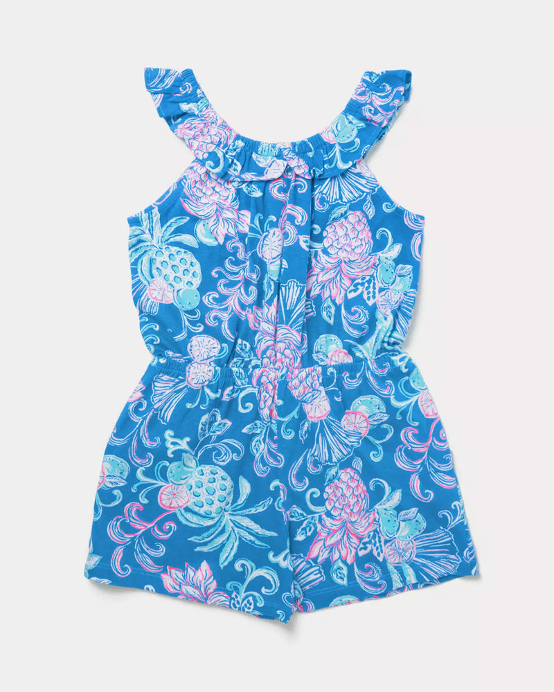 GIRLS YARDLEY ROMPER SUNWASHED BLUE CITRUS CRUSH