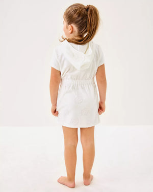 GIRLS CHAPLIN COVER UP RESORT WHITE BEACHCOMBER SHELL JACQUARD TERRY