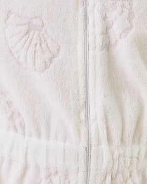GIRLS CHAPLIN COVER UP RESORT WHITE BEACHCOMBER SHELL JACQUARD TERRY