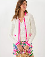 BROCKTON POLO CARDIGAN COCONUT X PINK BLISS TIPPING