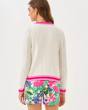 BROCKTON POLO CARDIGAN COCONUT X PINK BLISS TIPPING