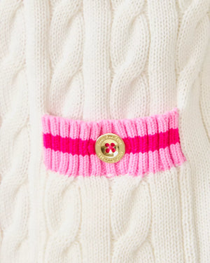 BROCKTON POLO CARDIGAN COCONUT X PINK BLISS TIPPING