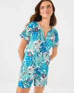 DARCEY PJ WOVEN TOP BREEZY AQUA BEST FRONDS FOREVER