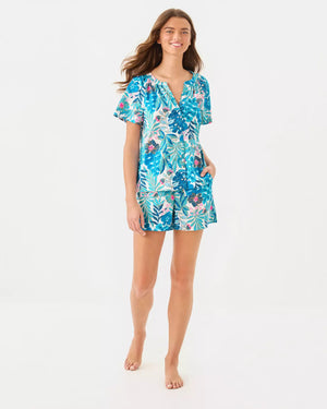 DARCEY PJ WOVEN TOP BREEZY AQUA BEST FRONDS FOREVER
