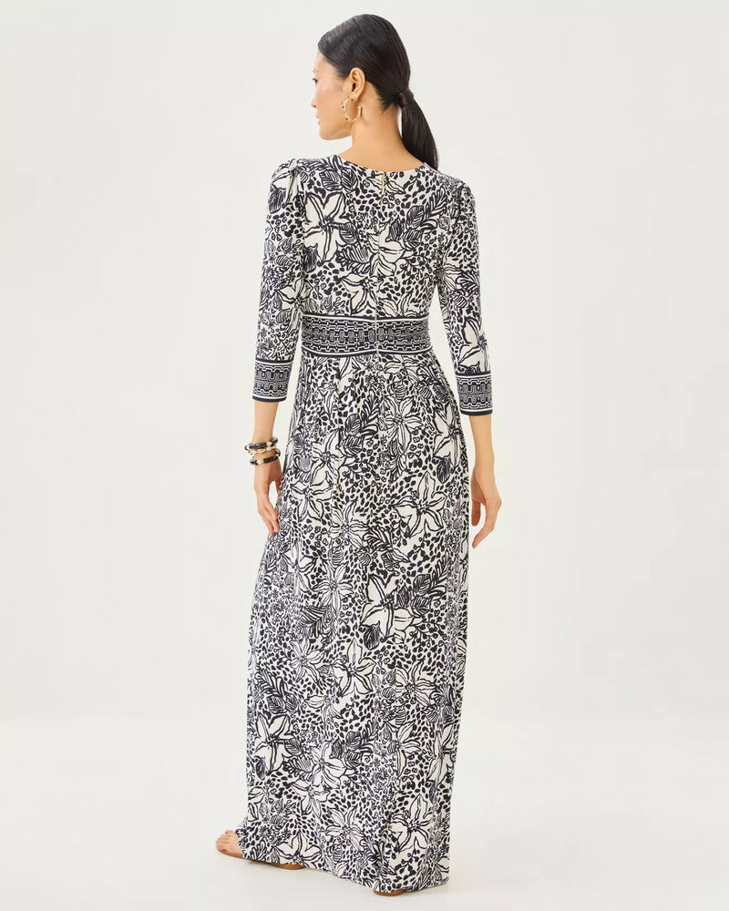 ROSLYNNE MAXI DRESS ONYX LOTS TO SPOT ENGINEERED