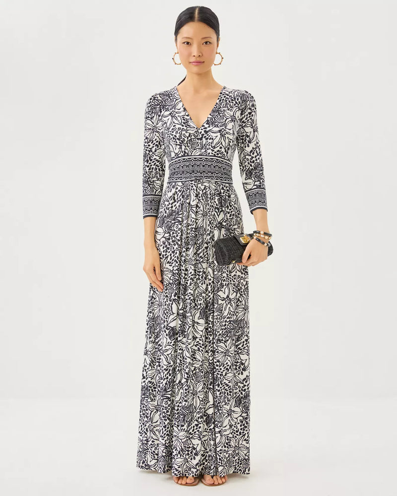 ROSLYNNE MAXI DRESS ONYX LOTS TO SPOT ENGINEERED